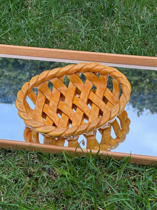 Vintage Handcrafted Open Weave Bread Basket