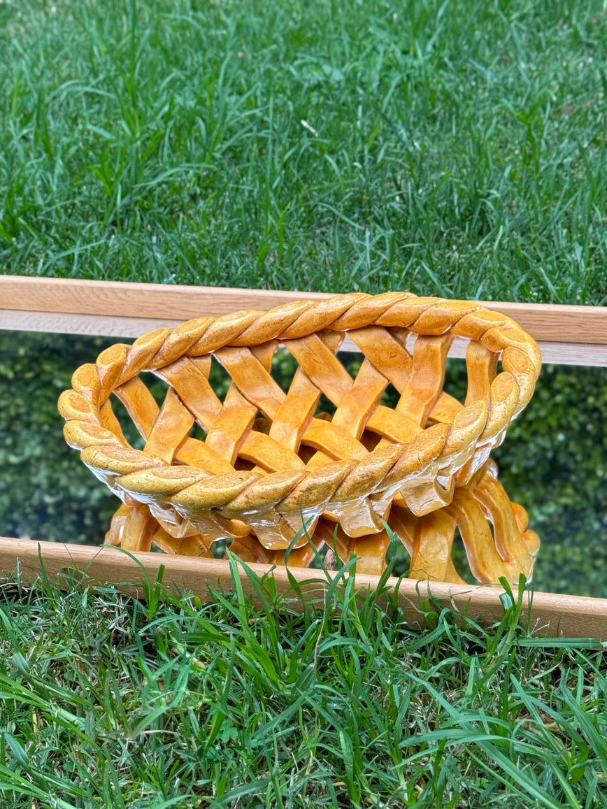 Vintage Handcrafted Open Weave Bread Basket