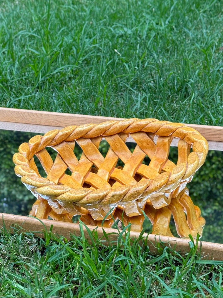 Vintage Handcrafted Open Weave Bread Basket