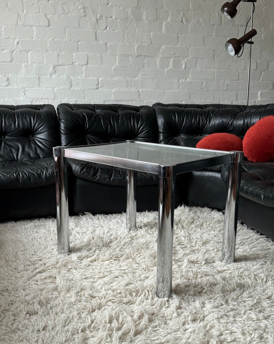 Vintage Chrome and Glass Coffee Table