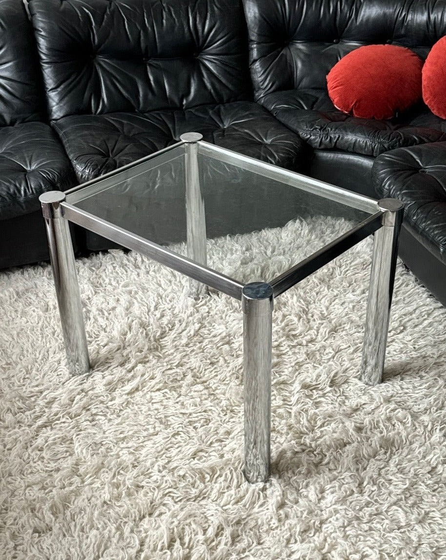 Vintage Chrome and Glass Coffee Table