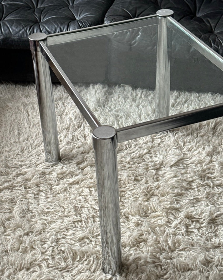 Vintage Chrome and Glass Coffee Table