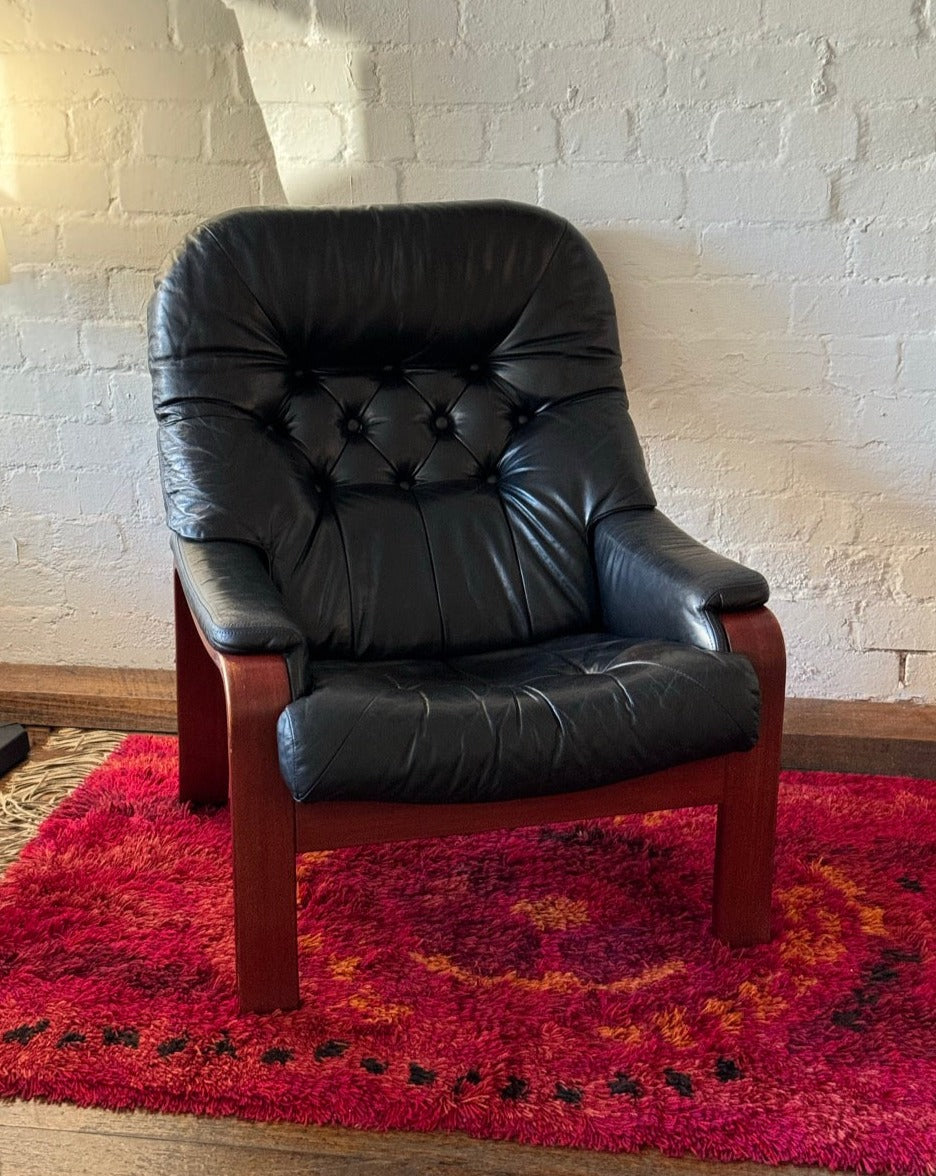 Vintage Leather Bentwood Armchair