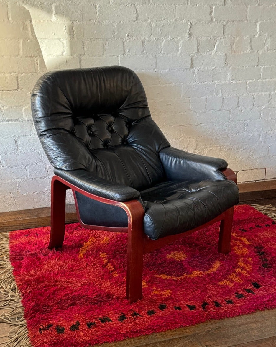 Vintage Leather Bentwood Armchair