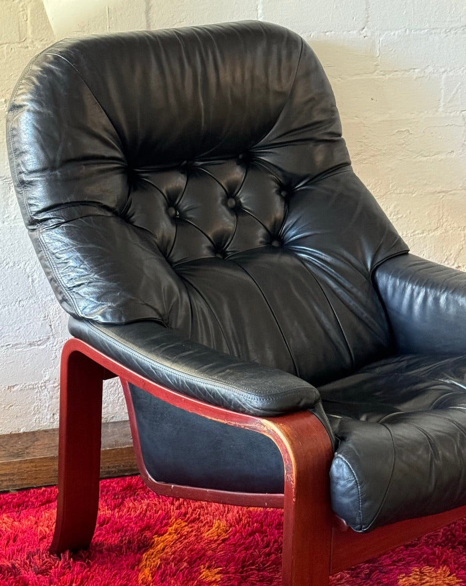 Vintage Leather Bentwood Armchair