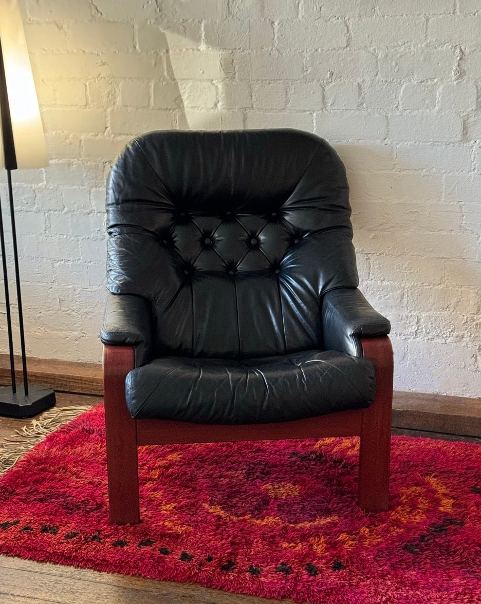 Vintage Leather Bentwood Armchair