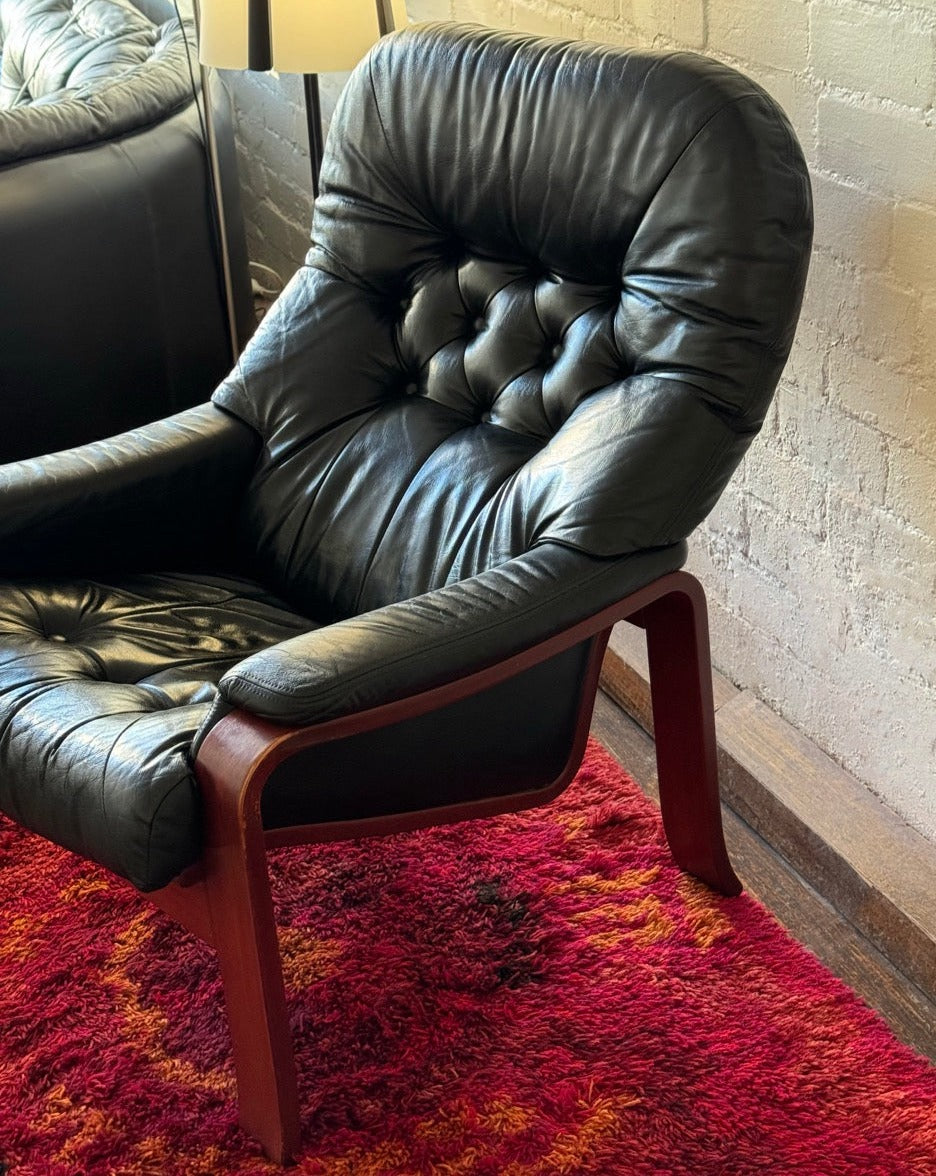 Vintage Leather Bentwood Armchair