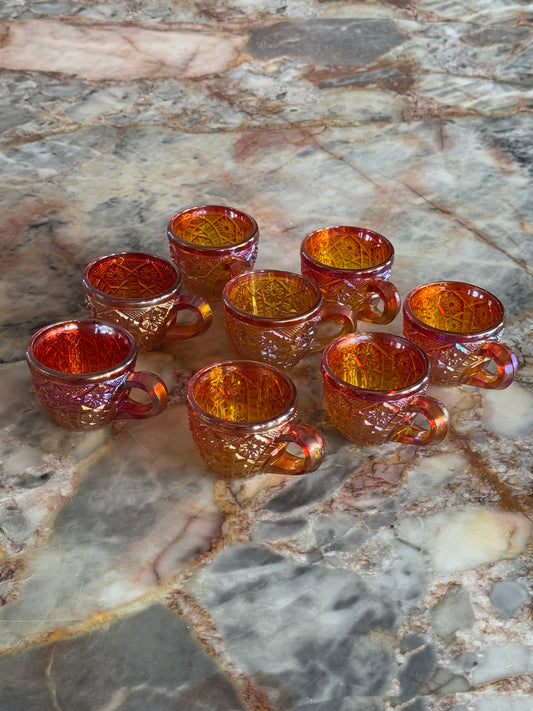 Set of 8 Indiana Glass Iridescent Glasses