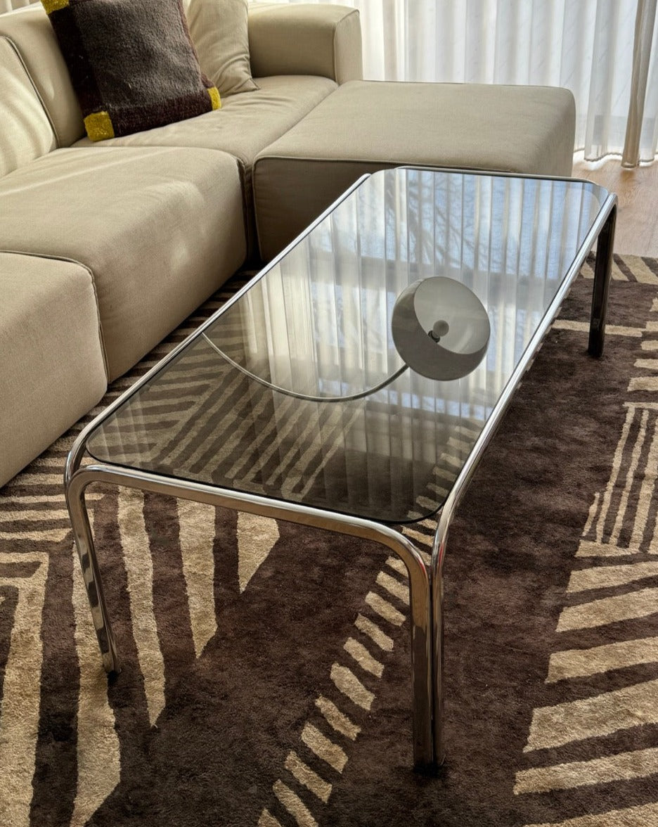 Vintage Chrome and Smoked Glass Coffee Table