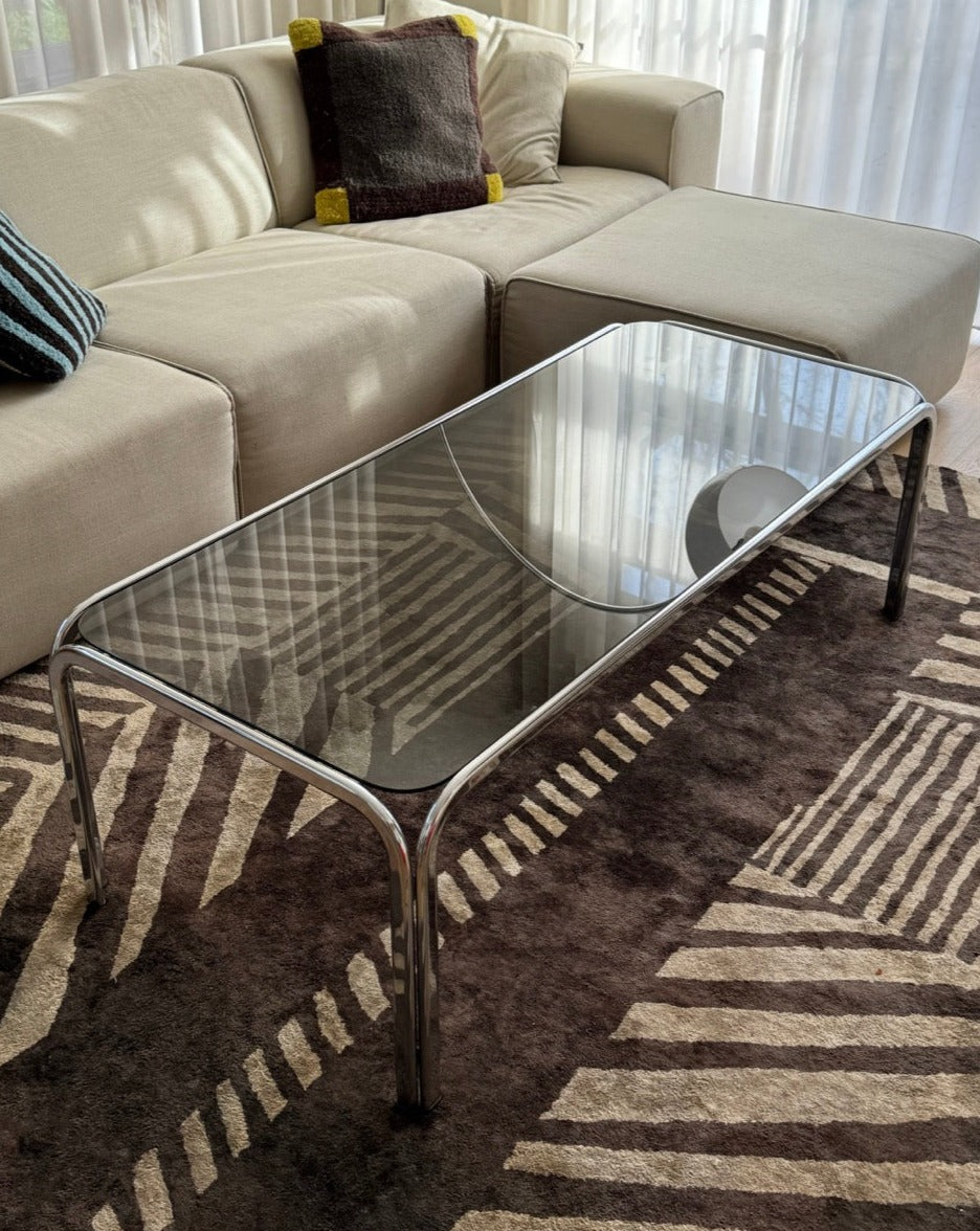 Vintage Chrome and Smoked Glass Coffee Table