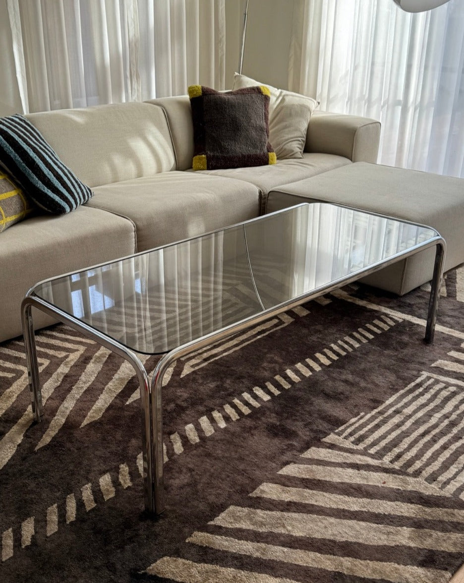 Vintage Chrome and Smoked Glass Coffee Table