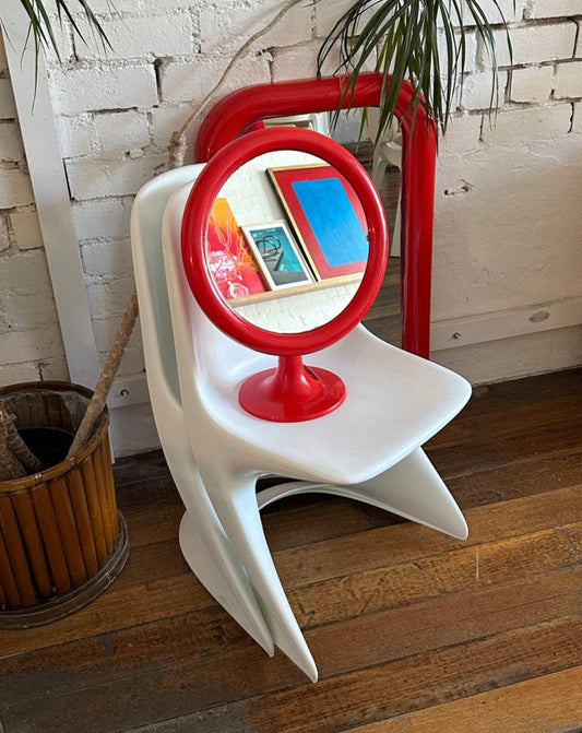 1970s Red Vanity Mirror