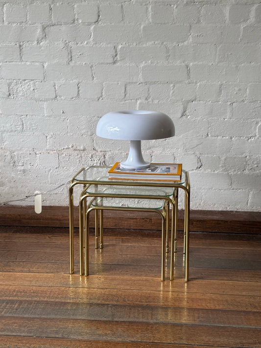 Vintage Brass and Glass Nesting Tables