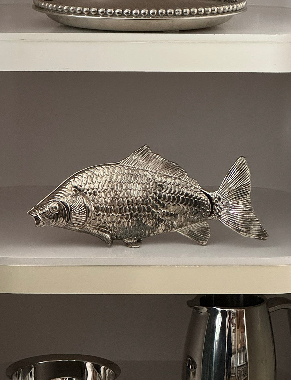 Silver Plated Fish Sculpture / Letter Holder / Napkin Holder