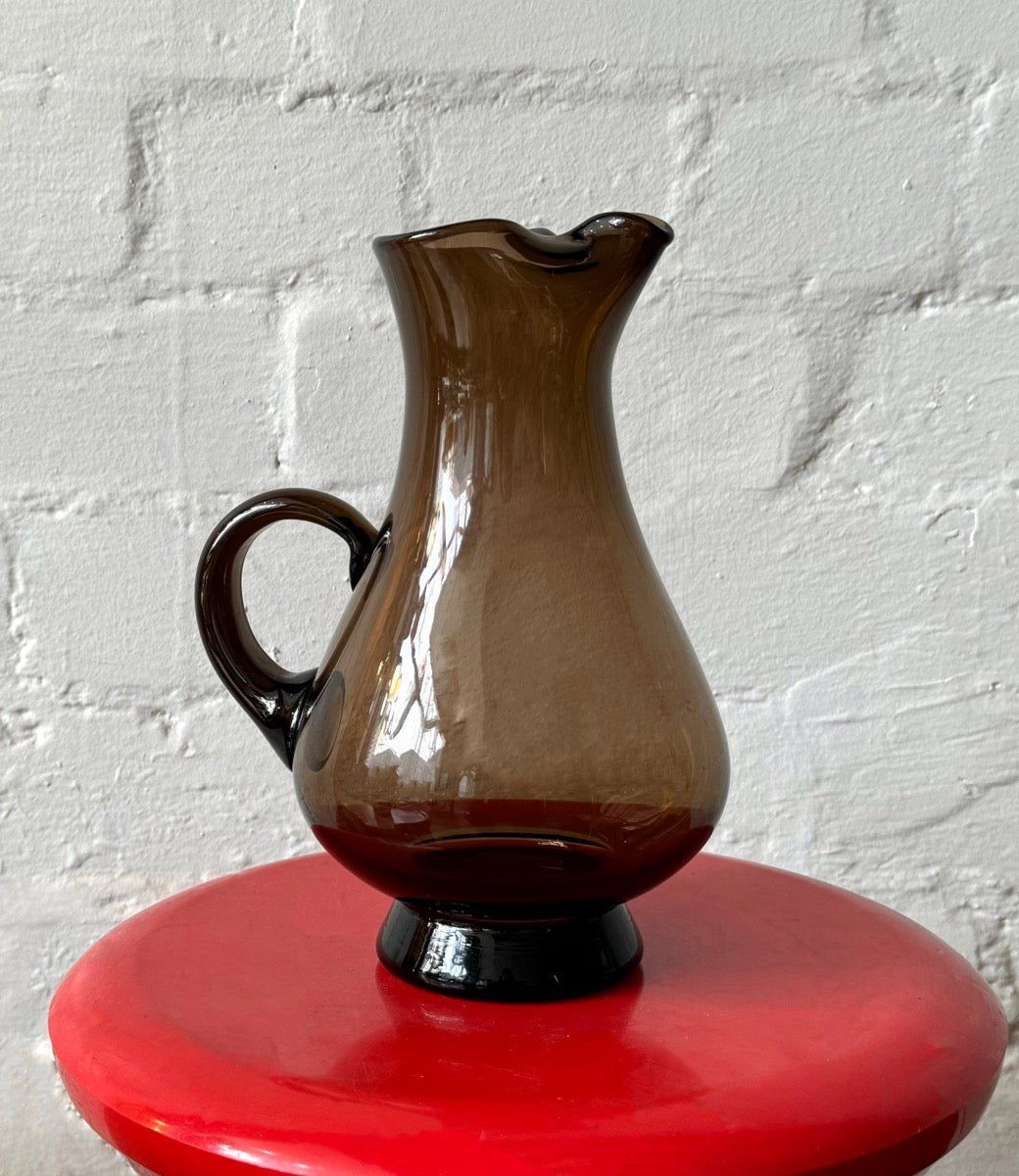 Vintage Smoked Glass Water Jug