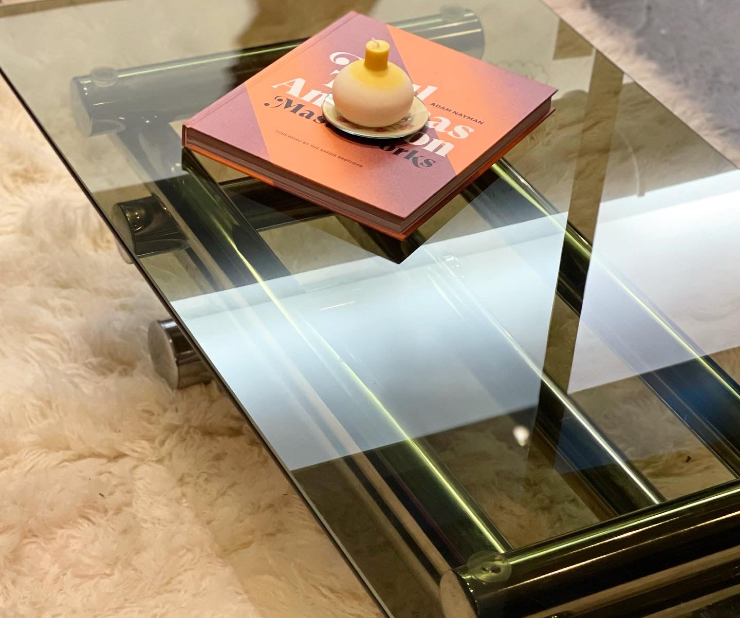 Italian Chrome Tubular Stacked Coffee Table