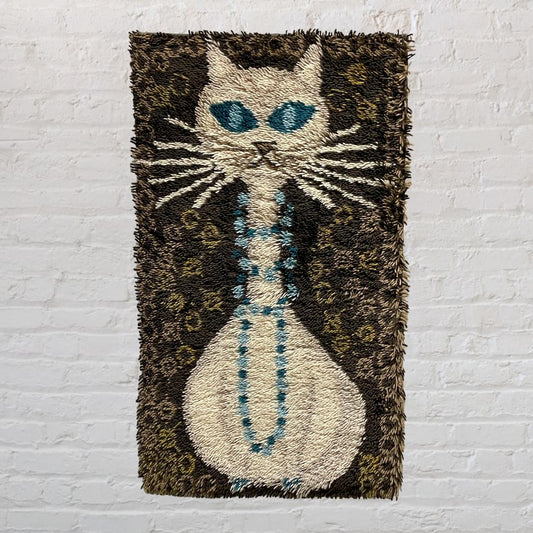 1960s scandinavian wall hanging of a cat