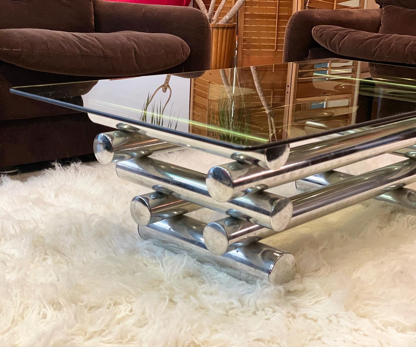 Italian Chrome Tubular Stacked Coffee Table