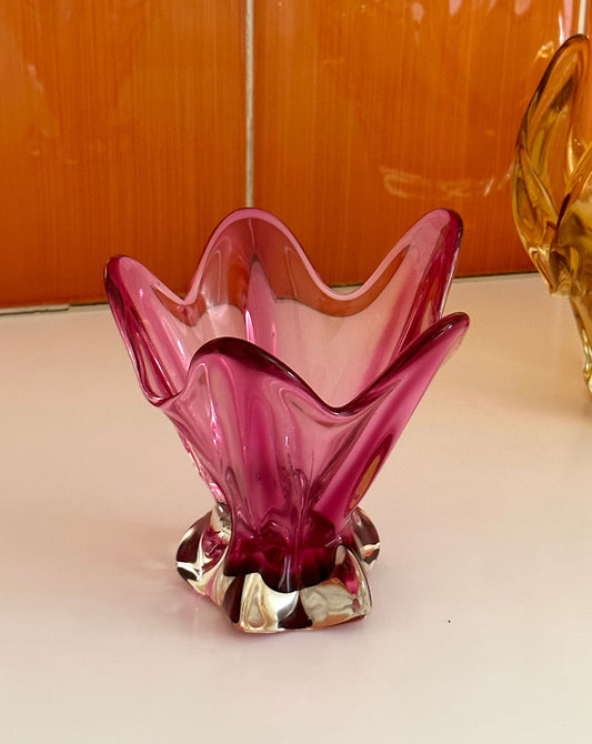 Vintage Art Glass Handkerchief Bowl