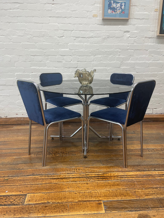 5 Piece Chrome and Smoked Glass Dining Set