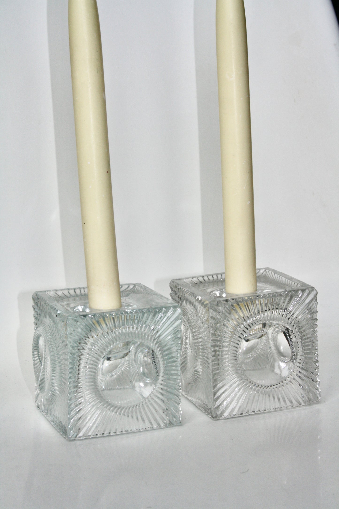 Square Glass Candlesticks