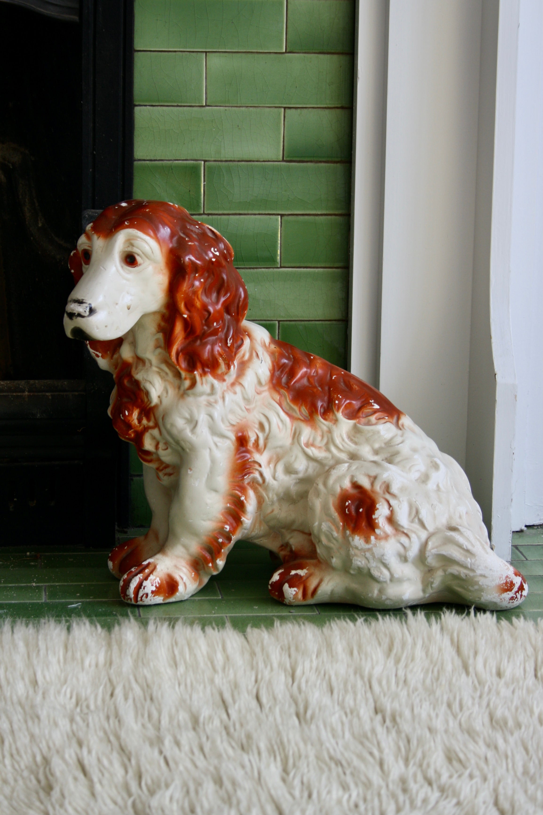 Ceramic Dog Statue Auburn/Cream Didi and Dora