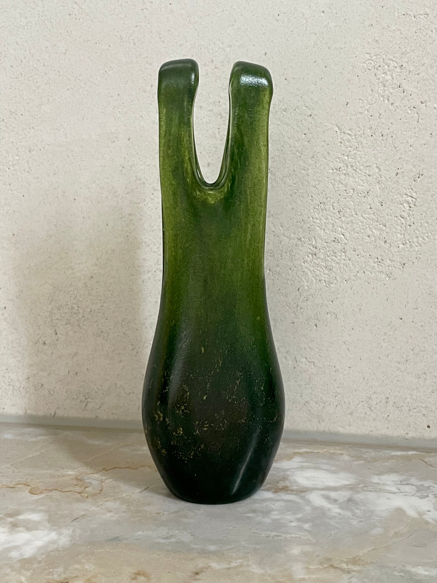 Swimsuit Vase for Kosta Boda in deep green with gold inclusion