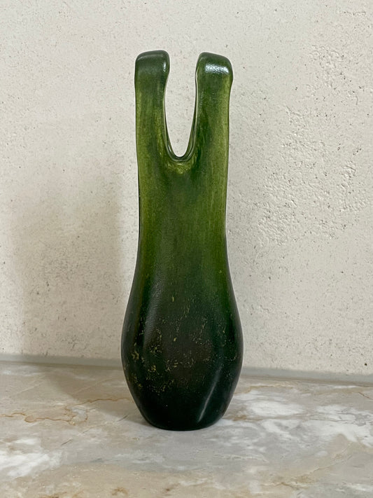 Swimsuit Vase for Kosta Boda in deep green with gold inclusion