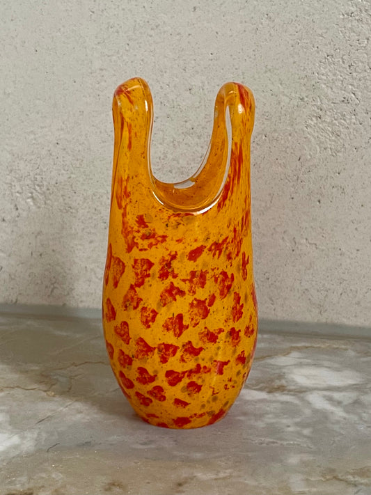 Swimsuit Vase for Kosta Boda in yellow with red inclusion