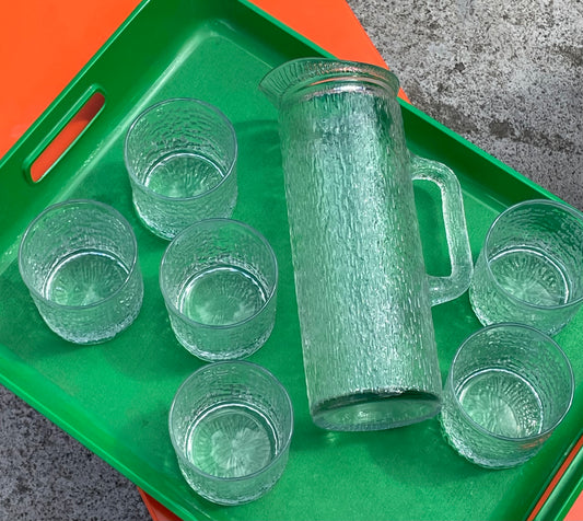 Set of 6 Bark Glasses and Pitcher