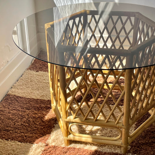 Cane and Smoked Glass Table