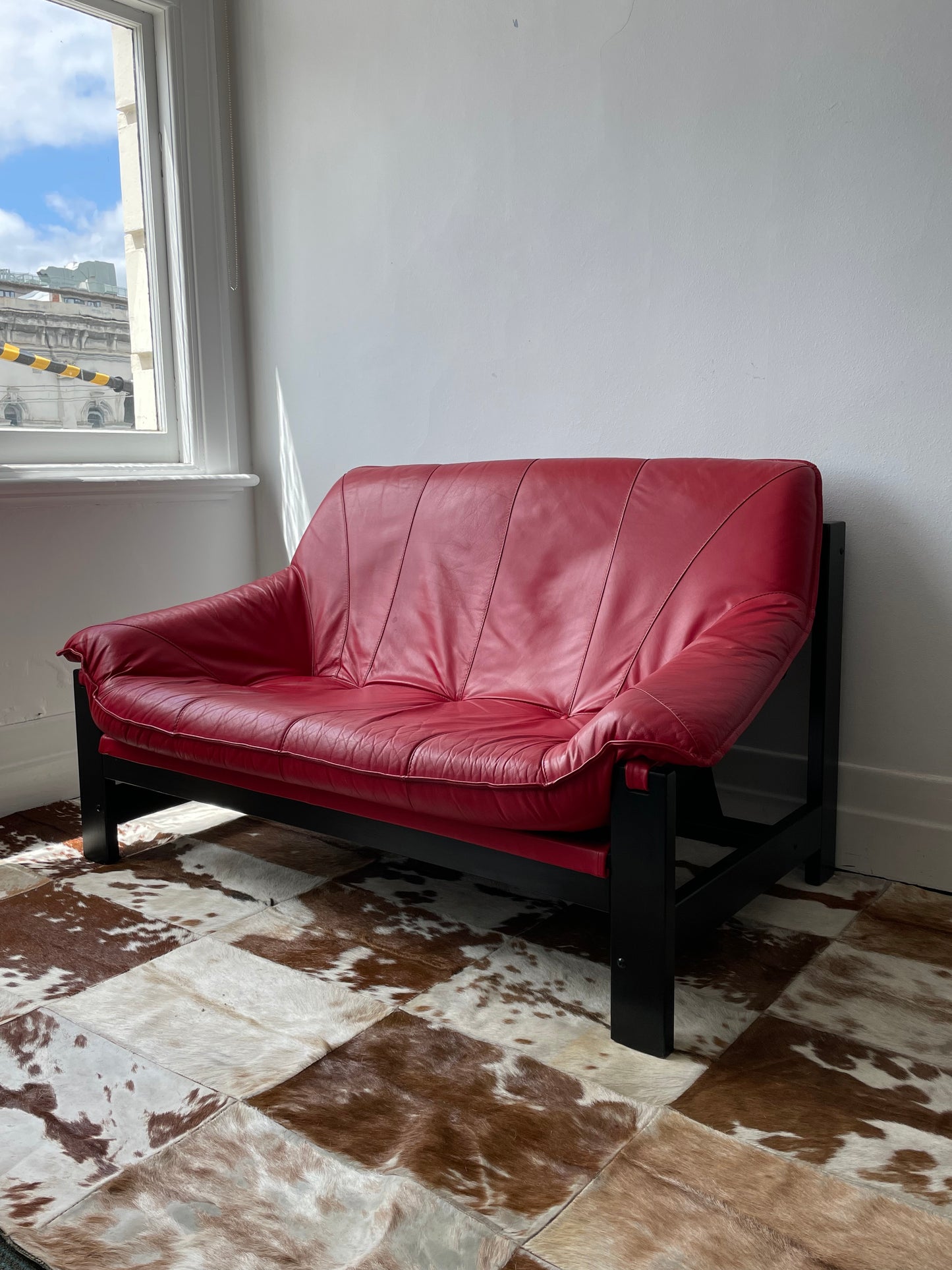 Red Leather Sofa by Module
