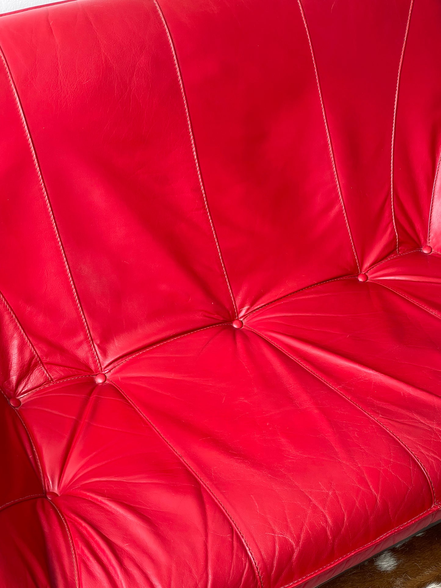 Red Leather Sofa by Module