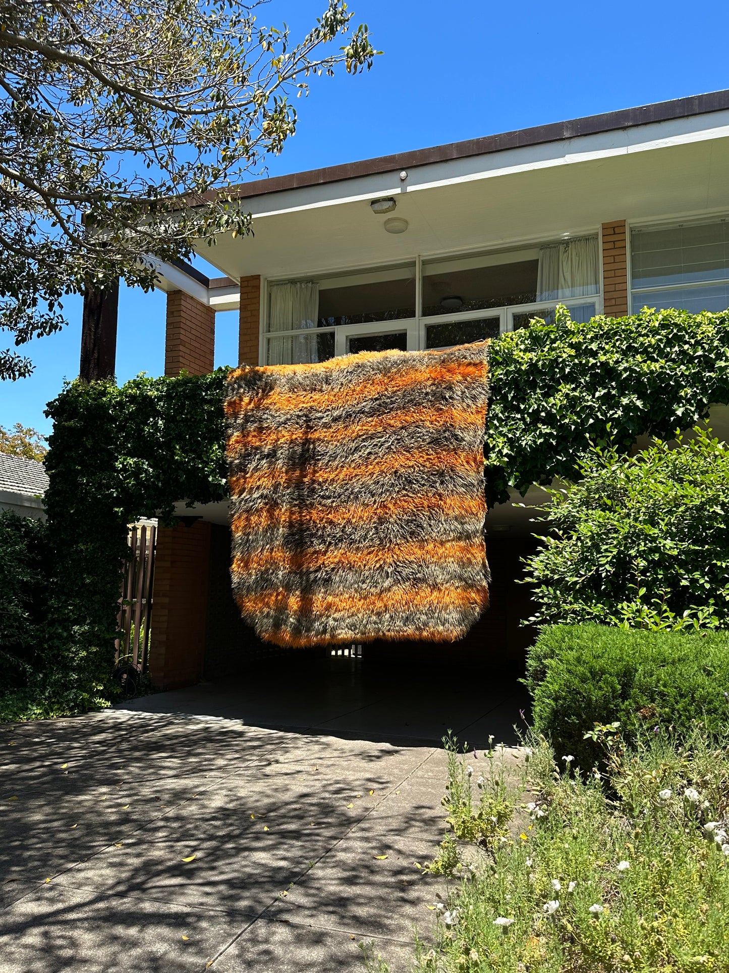 Large Striped Flokati Rug
