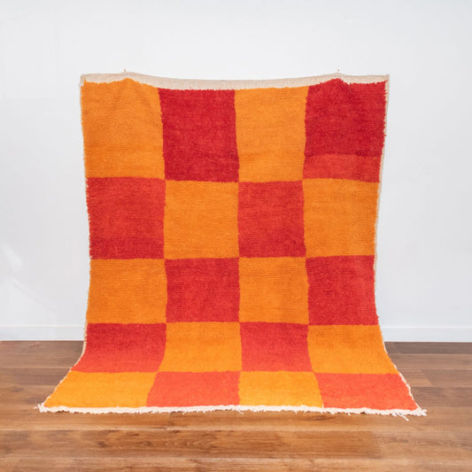 DIDI & DORA CHECKERED RUG in Red and Orange