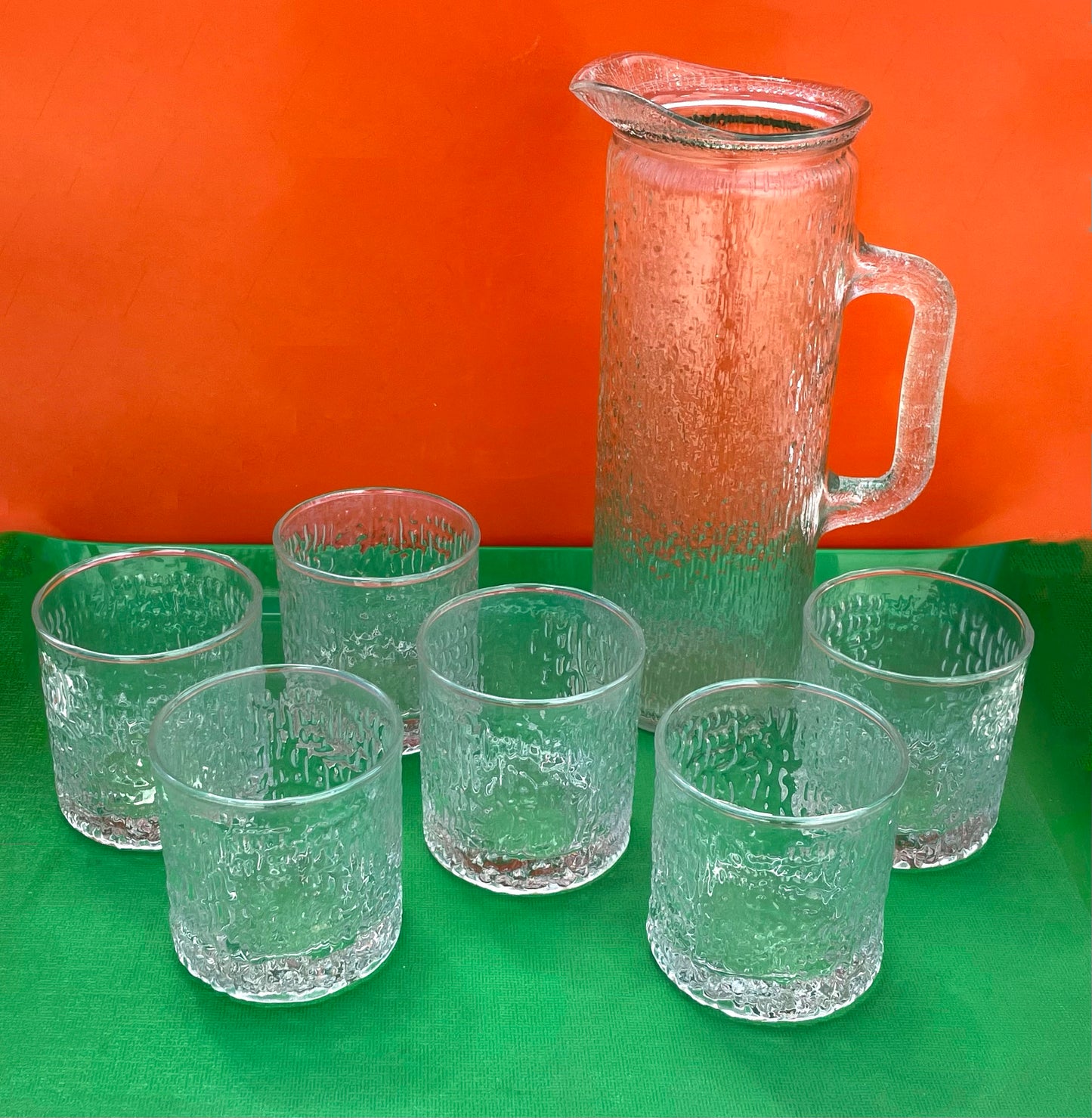 Set of 6 Bark Glasses and Pitcher