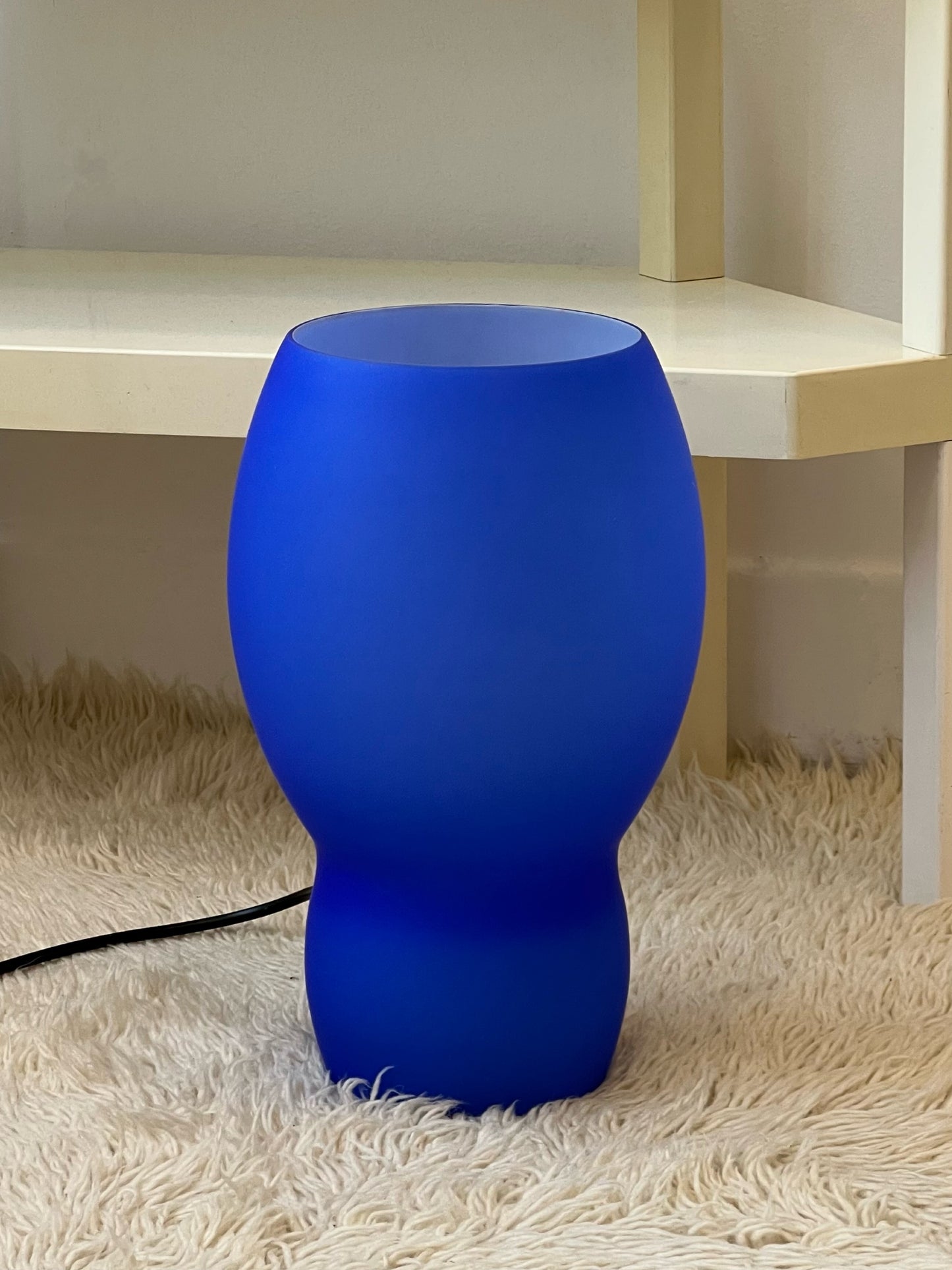 Frosted Cobalt Blue Glass Italian Lamp