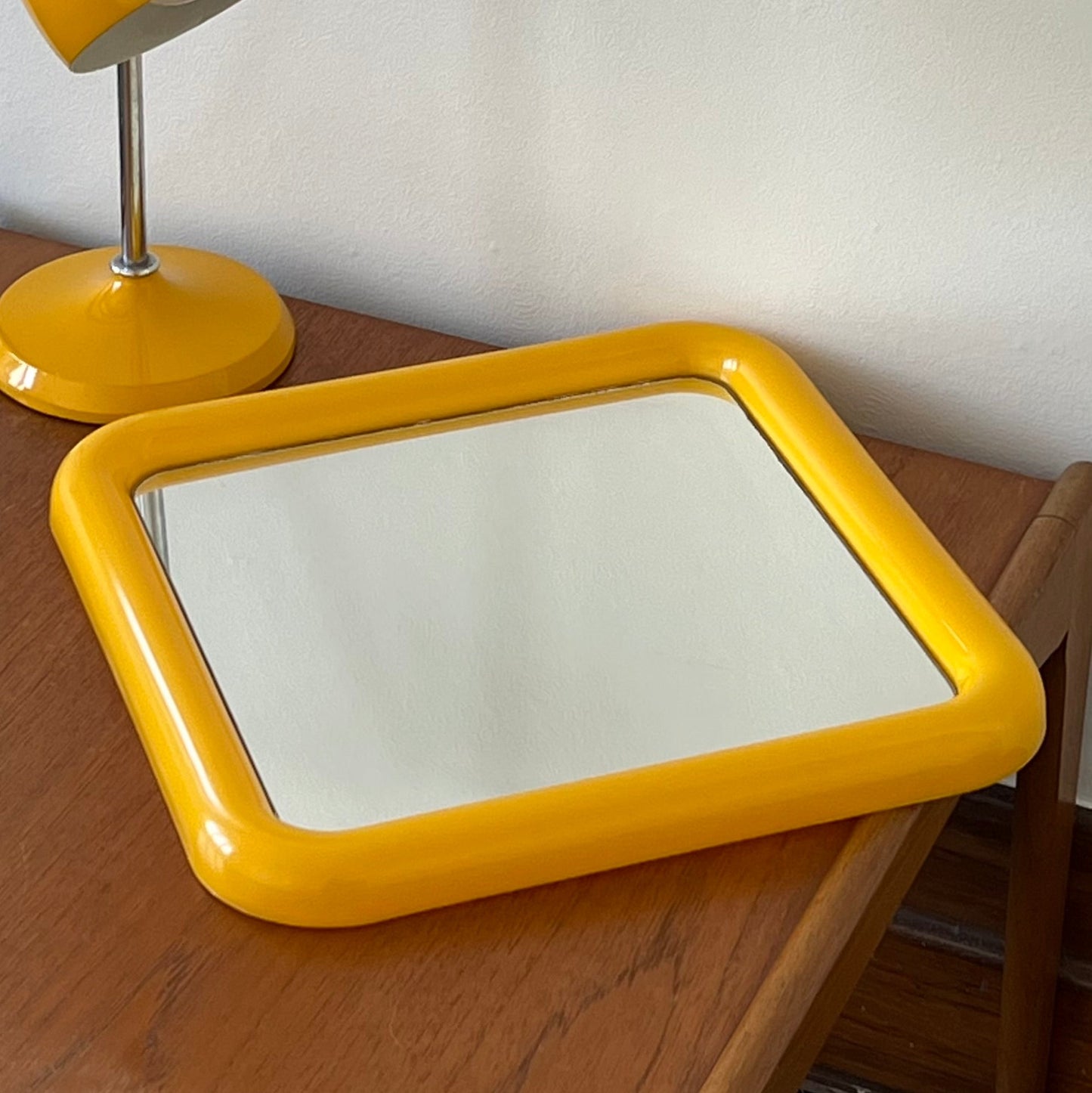 Plastic Bulbous Yellow Mirror
