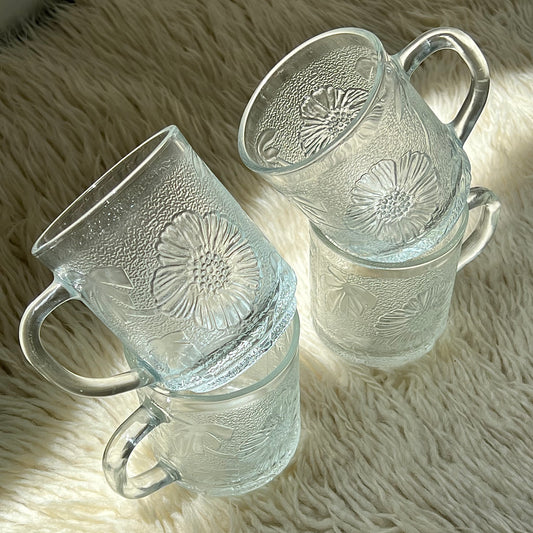 Glass Flower Mugs