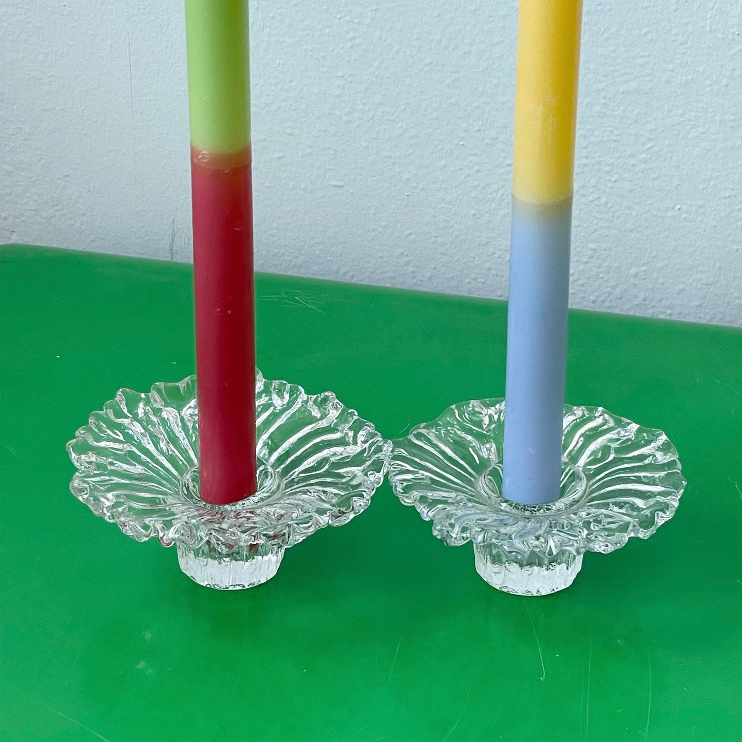 Frilly Crystal Candlesticks