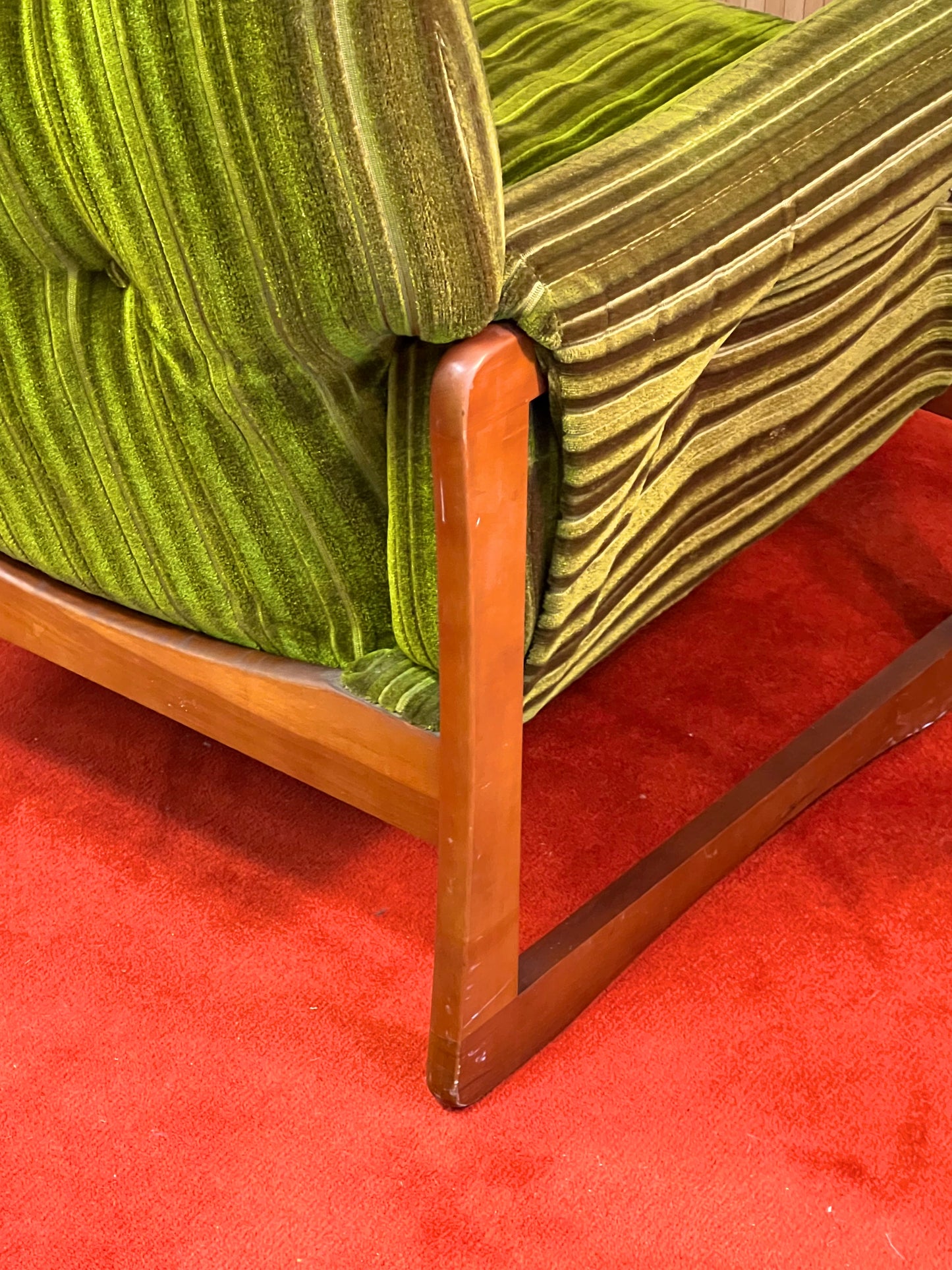 Teak and Velvet Armchair