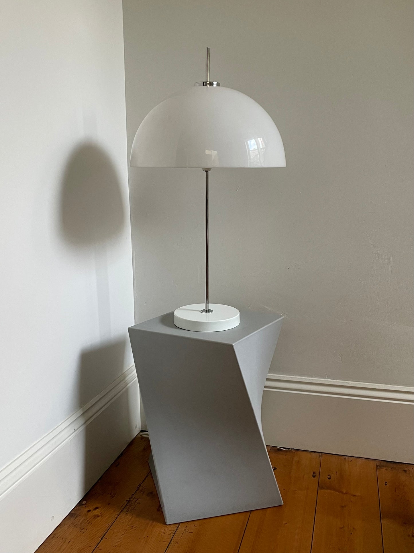 White Domed Lucite Mushroom Lamp