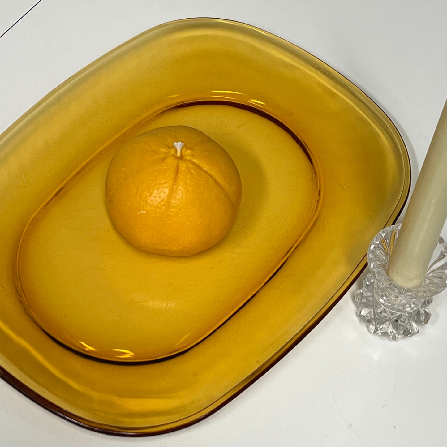 Pair of Amber Glass Serving Plates