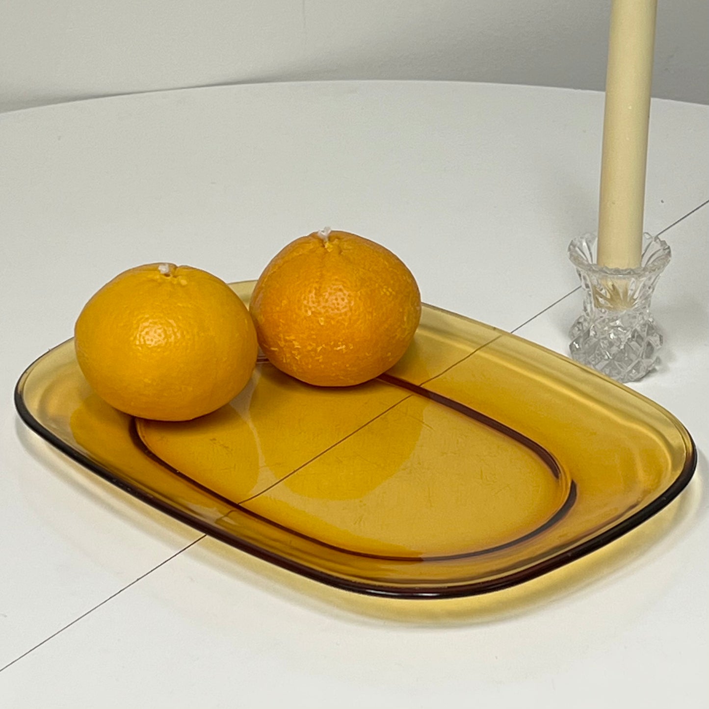 Pair of Amber Glass Serving Plates