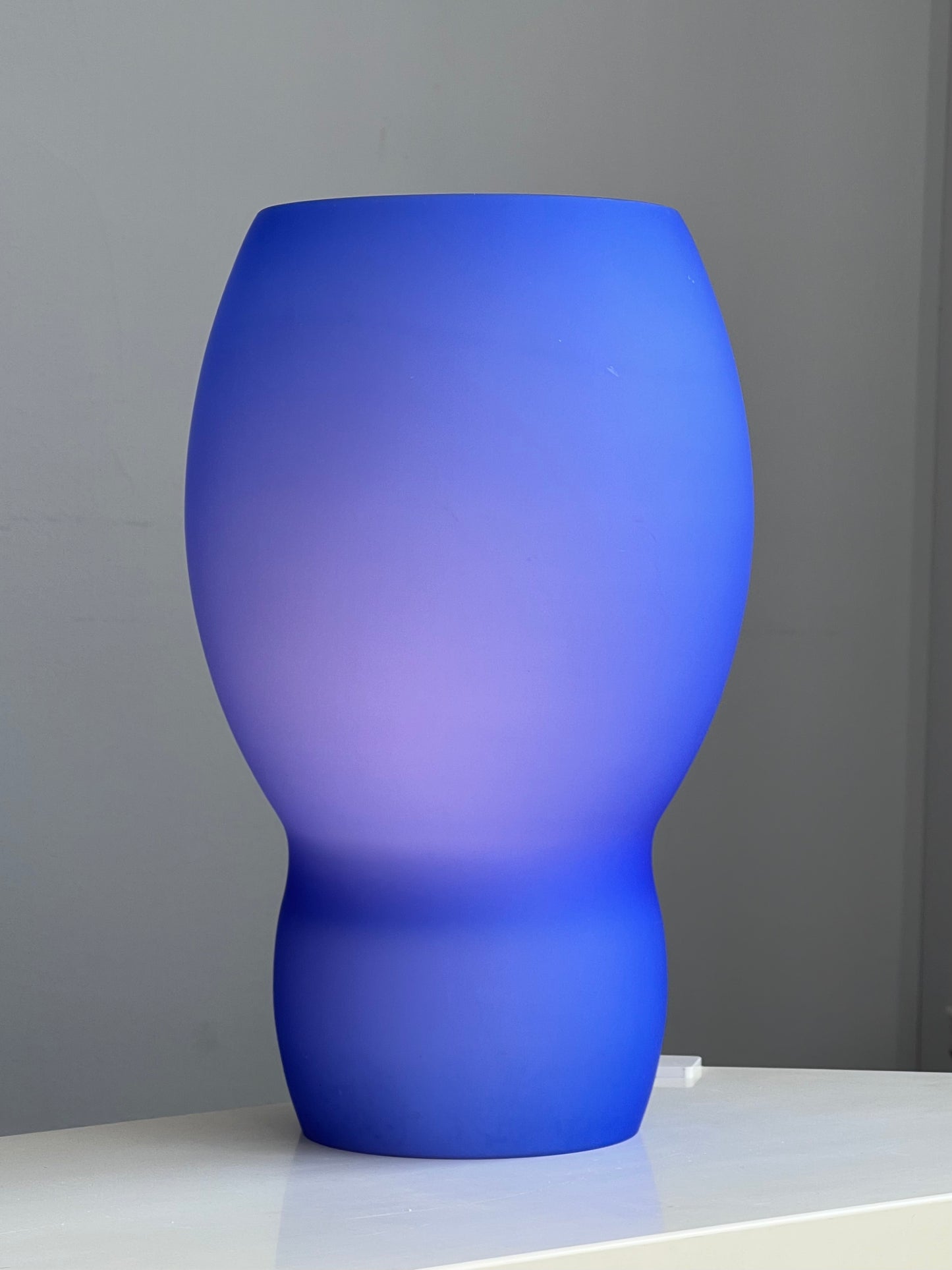 Frosted Cobalt Blue Glass Italian Lamp