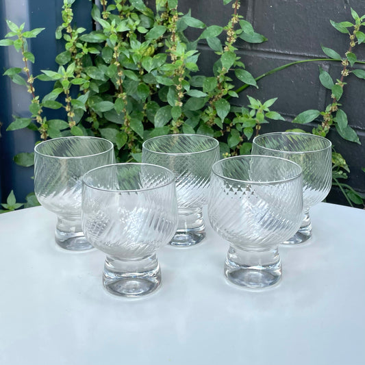 Set of four Crown Corning Swirl Glasses