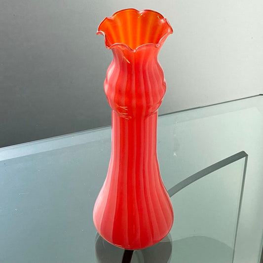 Pink Glass Vase with Frill Detail